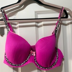 Pink Leopard Trim Women's Bra